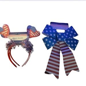 Fourth of July head Bands and Bow Bundle Fourth of July Headband Set